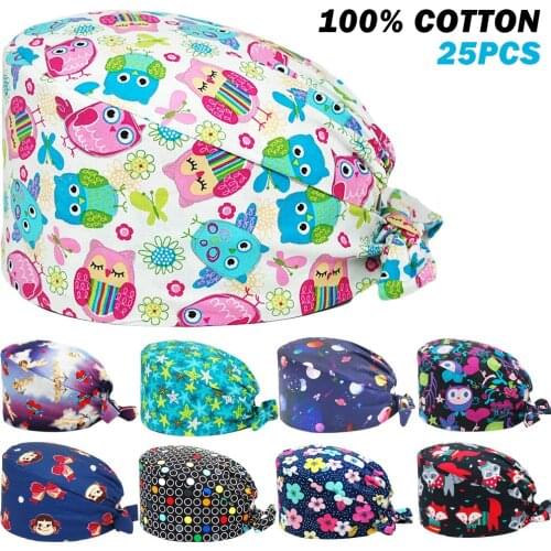 Anime Scrubs Hats Owls Printing Adjustable Nursing Cap Health Working Accessories Pet Shop Chef Lab Workers Scrub Caps Wholesale
