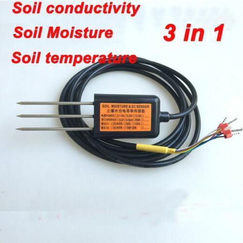 Free shipping EC10 Output RS485 Soil Moisture Conductivity Soil humidity and Temperature sensor quality Soil Conductivity Sensor