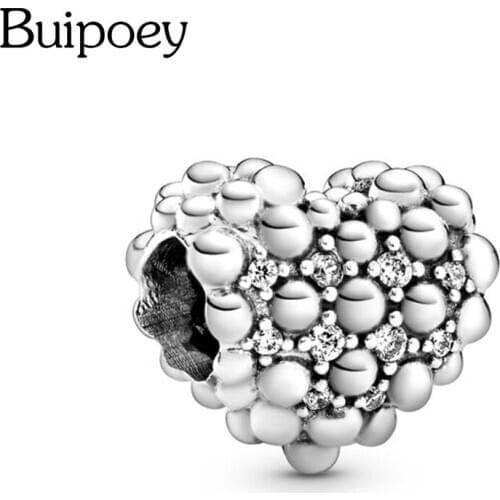Buipoey New Shiny Rhinestone Heart Beaded Fashion Charm Fit Brands Bracelet Original Necklace Diy Women Men Jewelry Gift