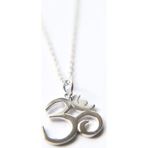 Beautiful 100% 925 sterling silver tiny link chain high polish sparking women ohm om india symbol yoga charm necklace gift party