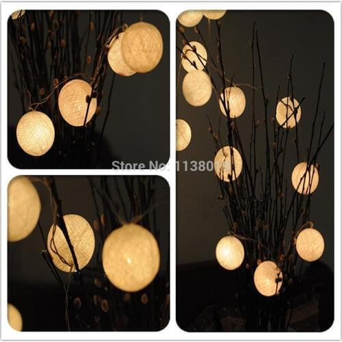 20 Balls/pcs Cream white Ivory White Cotton Balls Fairy String Lights Christmas,Wedding,Halloween,gift, Free Shipping