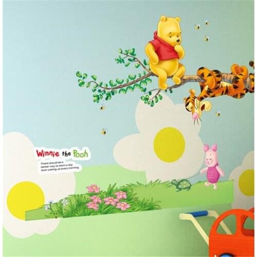 Hot Winnie Tiger Home Decor Height Measure Wall Stickers DIY Alphabet Mural For Kids Rooms Bedroom School Decal PVC