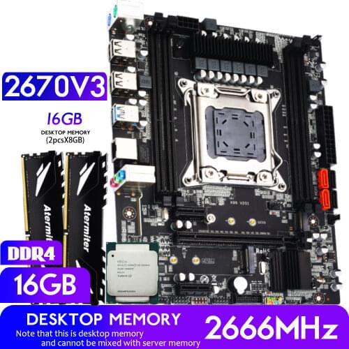 Atermiter X99 D4 DDR4 Motherboard Set with Xeon E5 2640 V3 LGA2011-3 CPU 2pcs X 8GB = 16GB 3200MHz DDR4 REG ECC RAM Memory
