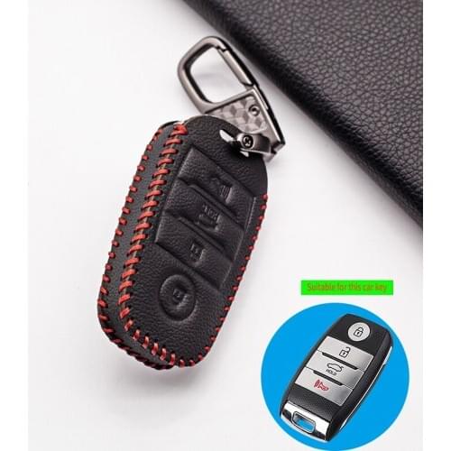 100% Leather Remote Car Key Cover Case for kia sorento / rio / rio5 / optima / k5 / k4 / kx3 4 Buttons Intelligent Key