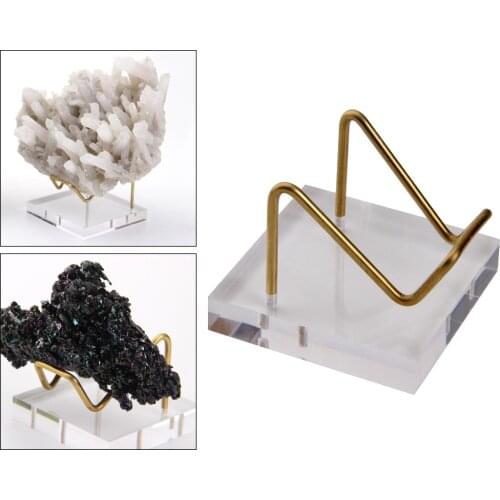 Metal Arm Mineral Stand Display Thicken Holder Rack Acrylic Support Base for