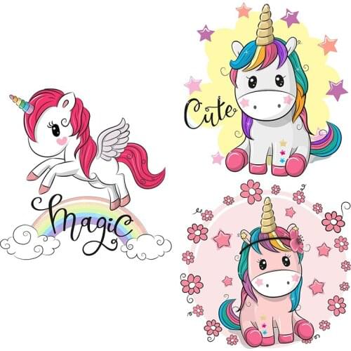 Three Ratels QCF3 Lovely Rainbow Unicorns wall stickers for kids home decoration accessories for living room