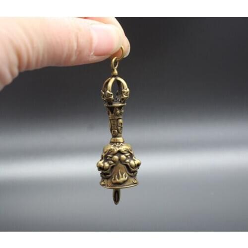 Mini) Delicate Old-style Brass Ancient Chinese Beast Statue Auspicious Small Bell Pendant