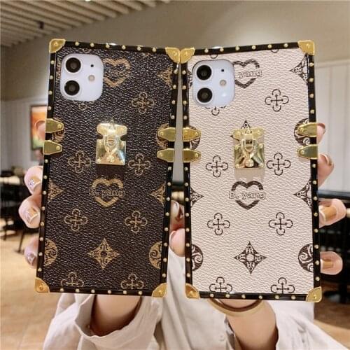 Fashion Luxury Brand Square Cases for IPhone 11 12 Pro Max XS XR X 8 7 Plus 12Pro Girls Soft Silicon Phone Cover Funda Women