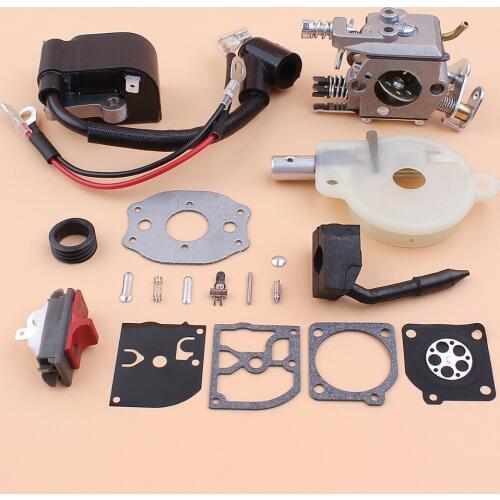 Carburetor Ignition Coil Module Oil Pump Worm Gear Stop Switch Kit For HUSQVARNA 136 141 137 142 Chainsaw Parts Zama Carb