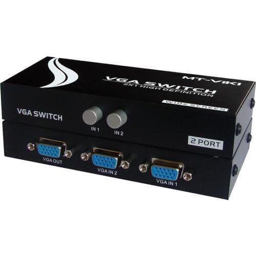 MT-VIKI MT-15-2CH 1080p high definition 2 Ports VGA Switcher Box Hub for Host Computer Monitor support wide screen