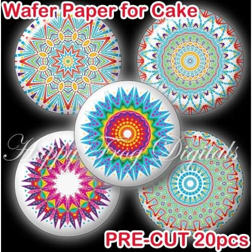 Fancy lace pattern edible wafer paper Pre-Cut 4cm Lollipop Cupcake Topper,Idea DIY Bakeware Handmade cake decoration