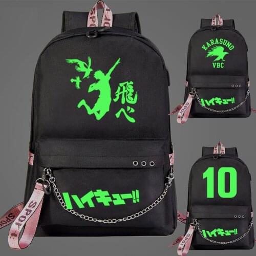 New Luminous Volleyball Juvenile Prints Boys Girls Kids School bag Women USB Chain Backpack Canvas Men Bagpack Bookbag