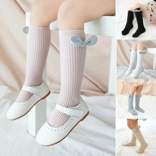 New Baby Children Girls Toddler Bow Socks Long Soft Cotton Thicken Knee High Hosiery Tights Leg