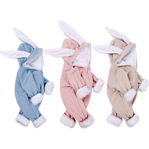 New Autumn/Winter Infant Rompers Baby Girl Boys One-pieces Newborn Body Suit Baby Pajama Rabbit Ears Cute Jumpsuit Outfits