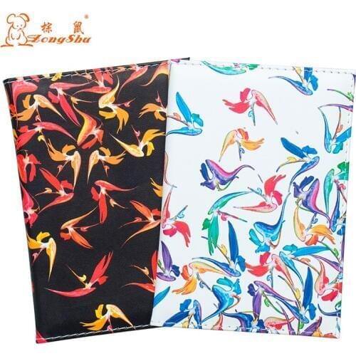 Blue soft Colorful birds design simple style PU leather Passport Cover Card Holder Unisex Travel Passport Holder