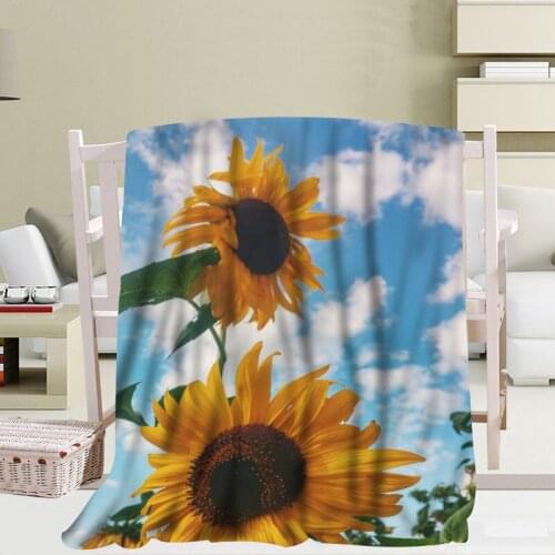 Custom Big Size Sun Flower Blankets For Beds Warm Winter Sleeping Sofa Blanket 56x80inch 50X60inch 40X50inch