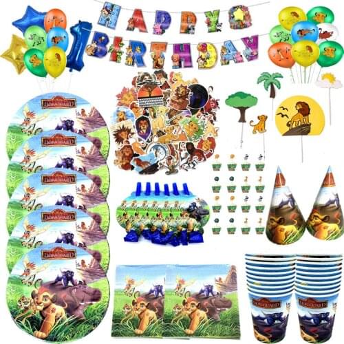 Disney Lion King Disposable Party Tableware For Kids Birthday Party Decor Lion Guard Theme Plate Cup Napkin Baby Shower Supply