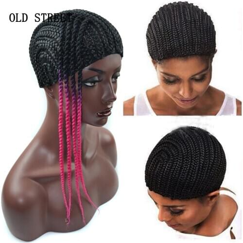 Cornrow Wig Caps For Making Wigs Black Color Crochet Braided Weaving Cap Lace Elastic Hairnet 1pcs In Synthetic Brainding Caps