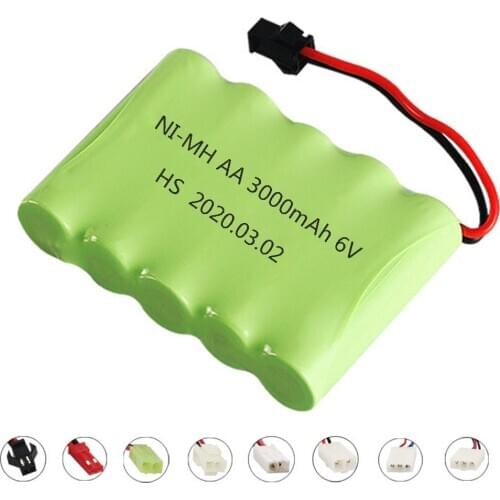 6V 3000mah NiMH AA Rechargeable Battery For Rc Toys Car Tank Truck Robot Gun Boat Ni-MH 6V Battery Pack SM/JST/EL-2P/TAMIYA Plug