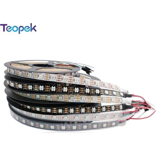 1m/5m WS2812B Led Pixel Strip,30/60/144 pixels WS2812 IC,Addressable induvidual Full Color Black/White PCB,IP20/IP67 DC5V