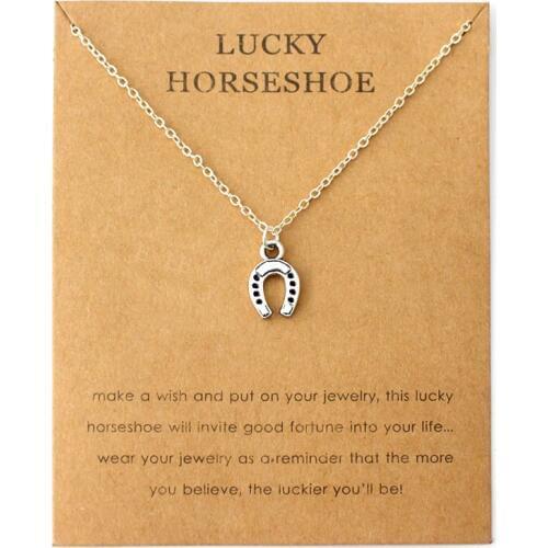 Horseshoe Horse Hoof Good Lucky Pendants Necklaces Wish Bone Elephants Charms Women Men Unisex Fashion Jewelry Friendship Gift