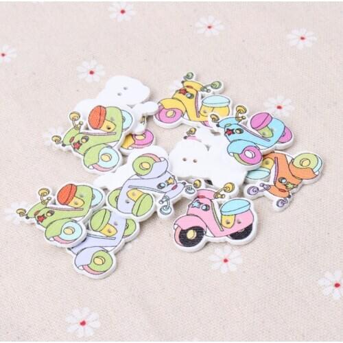 20pcs mixed Color Motorcycle Pattern diy Wooden Buttons Botones Handmade Accessories Decoration Scrapbooking Crafts 27mm