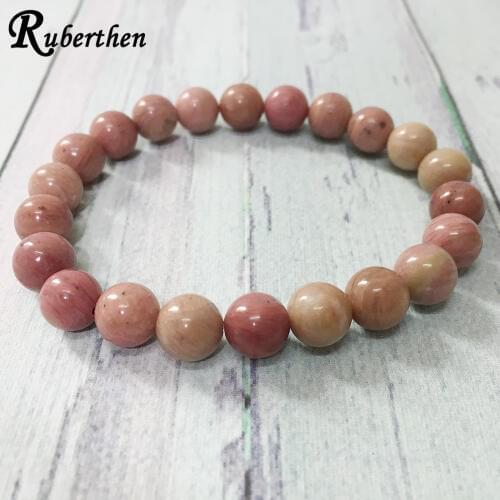 Ruberthen New Design Rhodonite Bracelet Healing Yoga Mala Beads Bracelet Healing Balance Love Manifestation Jewelry