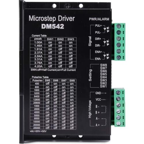Stepper Motor DM542 Controller Leadshine 2-phase Digital Stepper Motor Driver 18-48 VDC Max 4.1A 57 86 Series Motor Driver W315