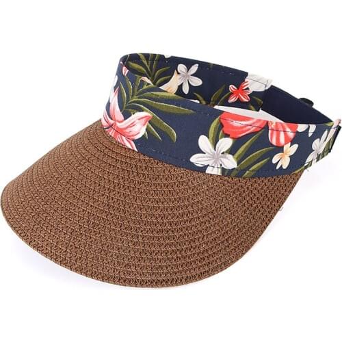 Sun Hat Women Summer Beach Visor Cap Straw Wide Brim Holiday Outdoor Cap Accessory