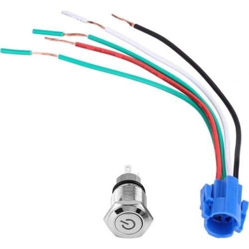 16mm 12V Blue LED Metal Push Button Toggle Switch Socket Plug with Wire for Car Motorcycle Yatch