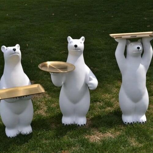 Nordic Resin Animal Decoration Home Figurine Bear Pallets Statues Creative Living Room Sculpture Landing Polar Bear Statue Decor