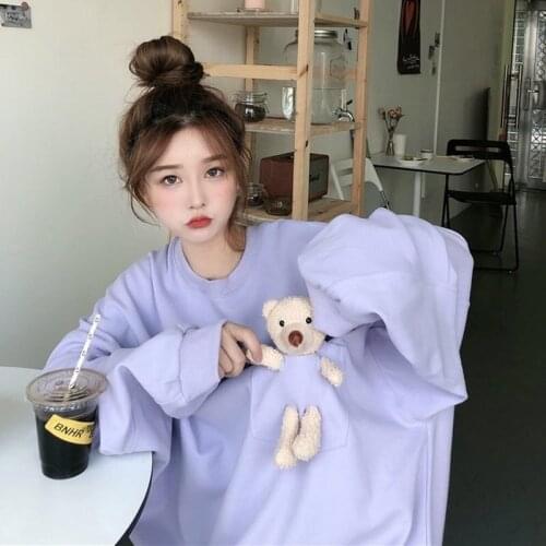 HOUZHOU Oversized Hoodie Kawaii Cute Streetwear Women Pullovers Korean Fashion Designer Soft Girl Aesthetic Female Sweetshirts