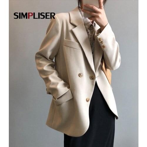 Double Breasted Blazers Women Elegant Suit Jackets Long Sleeve High Quality Outwear Office Lady Coats Beige Black Yellow Clothes
