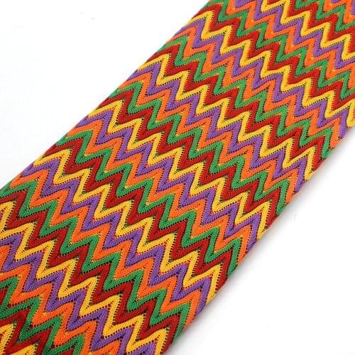 Zig Zag Knitting Lace Fabrics Red Yellow 1 Meter For Dress Wave Striped Crochet Mesh Fabrics Diy Garment 150CM Wide