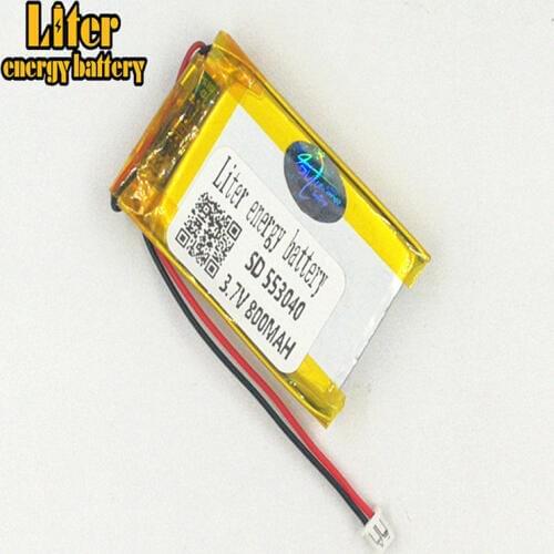 1.25MM 2pin connector 3.7V 553040 800mah MP3 MP4 MP5 small toys rechargeable lithium polymer battery