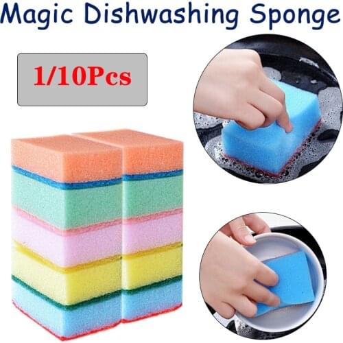 1/4/10Pcs Dishwashing Sponge Household Universal Cleaning Sponge Brush Set Set Kitchen Portable Cleaning Tools Color Random
