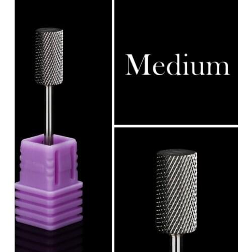 2.35MM(3/32 Inch) Safety Tungsten Carbide Nail Drill Bit Black Large Barrel Medium Grit for Electric Acrylic Nail Drill