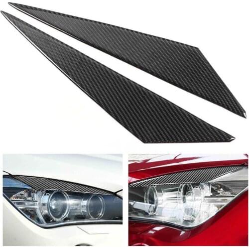 2pcs Carbon Fiber Headlight Eyebrow Sticker Glossy Surface Fit for X1 E84 2009-2014 Car-styling