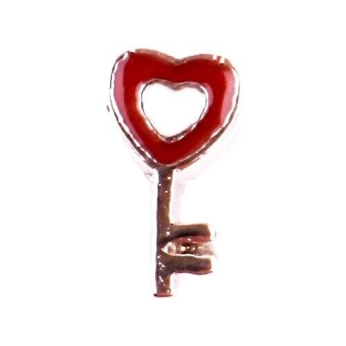 F591 Red Heart Key shape floating charms for living memory glass floating locket charms DIY jewelry 20pcs/lot