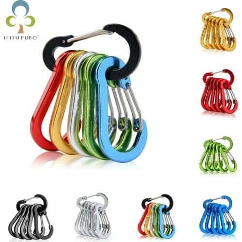6Pcs Aluminum Alloy Carabiner Keychain Outdoor Camping Climbing Snap Clip Lock Buckle Hook Fishing Tool GYH