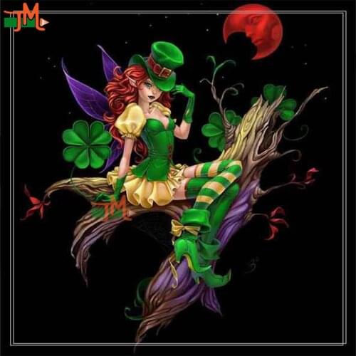 5D Diy Full Diamond Painting Flower Fairy,Little Girl With Wings,Angle Diamond Embroidery Cross Stitch Mosaic Wall Sticker Gift