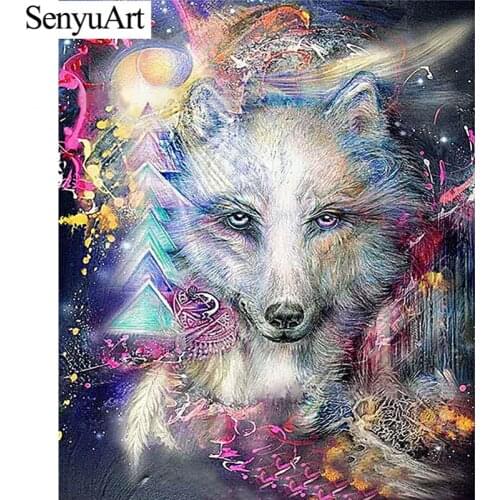 Diamond Painting Embroidery Full Round Drill Animal Wolf Picture Mosaic Wall Art Cross Stitch Kit Paiting Living Room Decoration