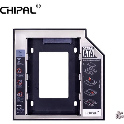 CHIPAL Aluminum Optibay 2nd HDD Caddy 12.7mm SATA 3.0 Hard Disk Drive Box Enclosure DVD Adapter 2.5 SSD 2TB For Laptop CD-ROM