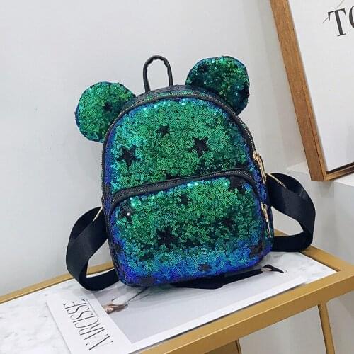 Disney cartoon new sequined Mickey childrens school bag girl outdoor travel storage bag fashion shopping bag