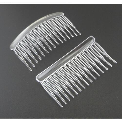 20PCS 15teeth Medium Size 4.5cm*8.0cm clear Plain Plastic Hair Combs for diy hair accessories side comb for wedding bridal