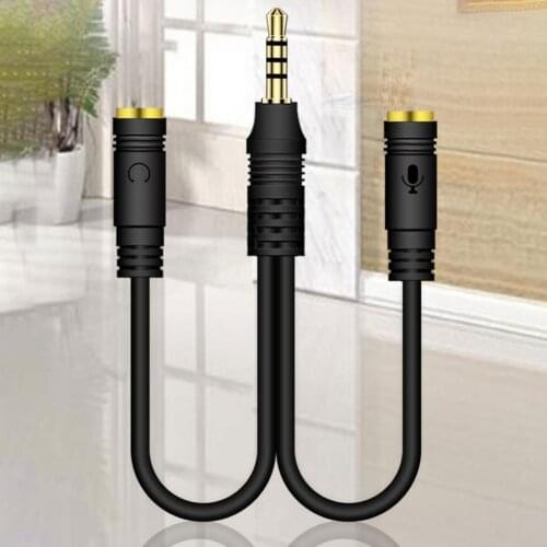 2-in-1 Adapter Cable Single Hole Computer Headset Audio Line 3.5mm Earphone AUX Splitter Converter