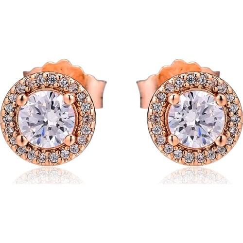 Classic Elegance Rose Stud Earring 100% 925 Sterling-Silver-Jewelry Free Shipping