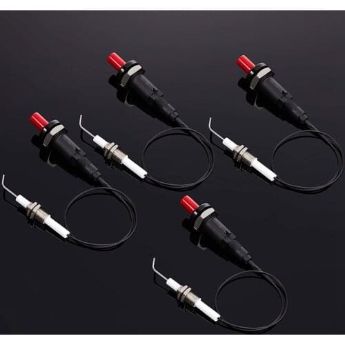 4 Pieces Propane Push-Type Piezo Igniter Kit with Threaded Ceramic Electrode Ignition Plug Wire 30 cm for Gas Grill