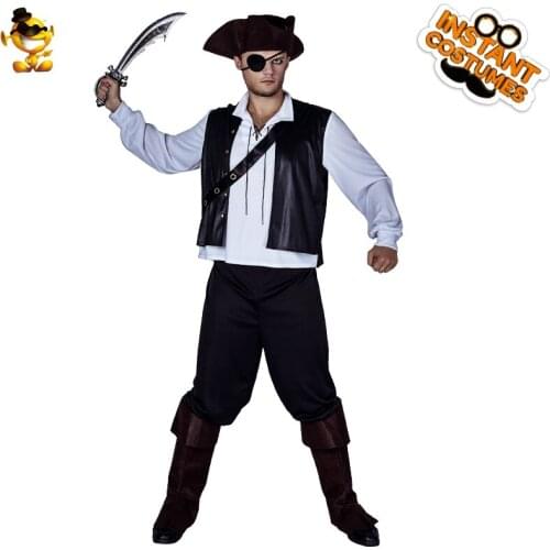 Halloween Mens Pirate clothing costumes cosplay Carnival White&Black Vest Pirate for Adult Mens Purim Costume