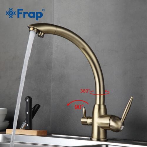 Frap Retro Style Kitchen Faucet Deck Mounted Mixer Tap 180 Degree rotation with Water Purification Features F4399-4